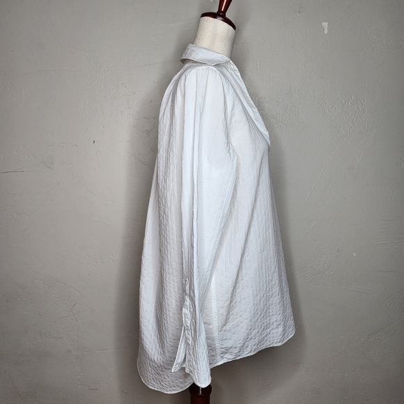 ACNE Studios White Cotton Pique Split Neck Collared Blouse Size 32 - Picture 11 of 14